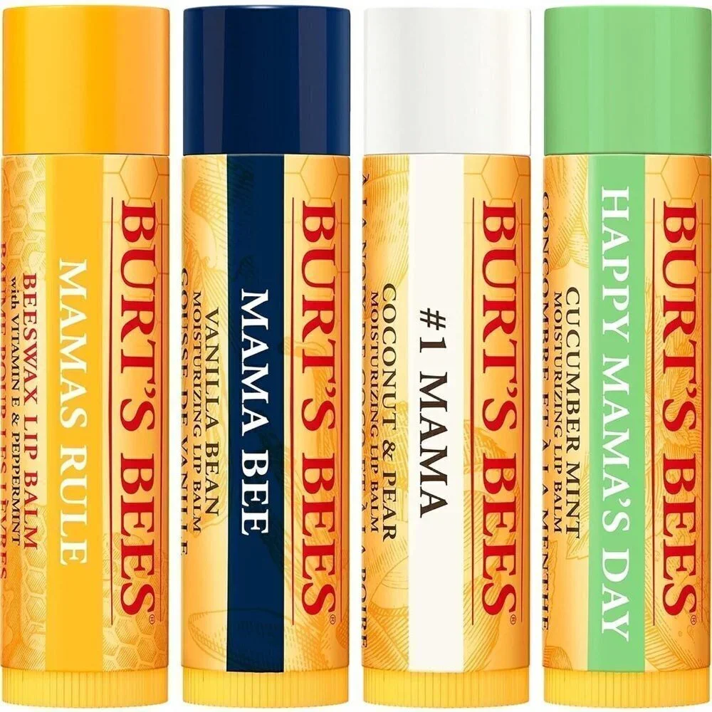 BURT'S BEES Lip Balm 4 Original Beeswax Cucumber Mint Coconut Pear Vanilla